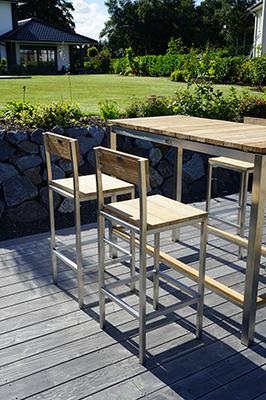 Mobel Bar Hocker Aus Teak Holz Mit Edelstahl Holz Im Garten